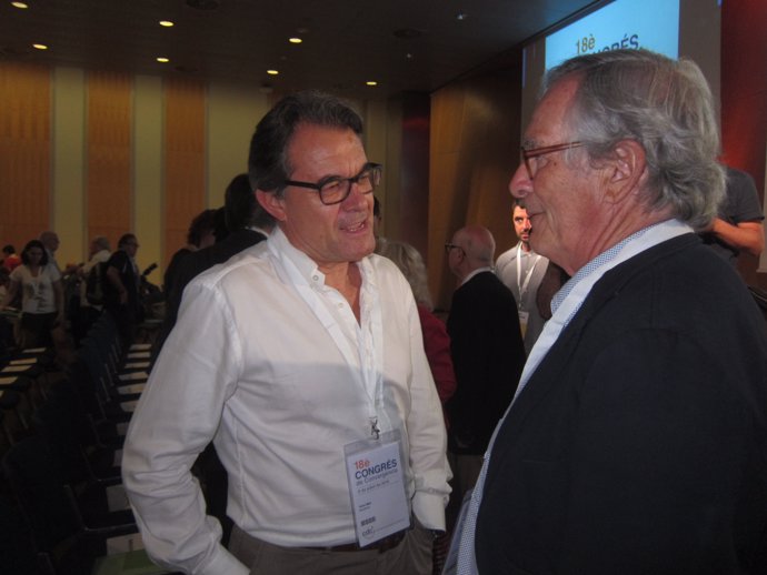 Expte y líder de CDC, A.Mas, con exacalde y líder de CDC en Barcelona, X.Trias