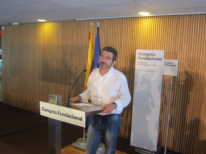 Francesc Sánchez, en rueda de prensa en el congreso de CDC