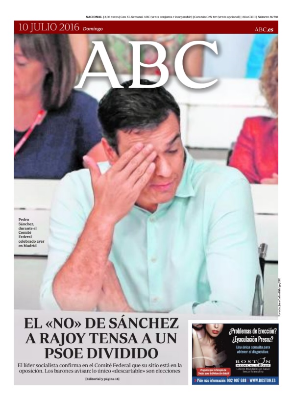 Portada de ABC del 10 de julio de 2016