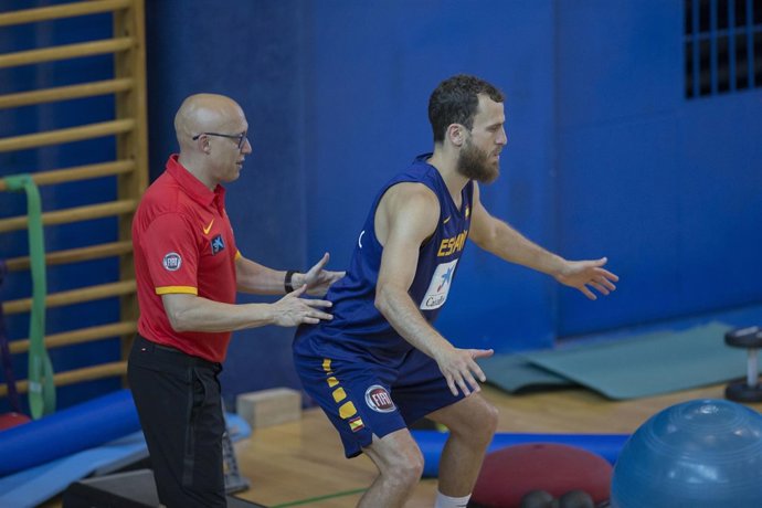 Sergio Rodríguez entrenando con la selección
