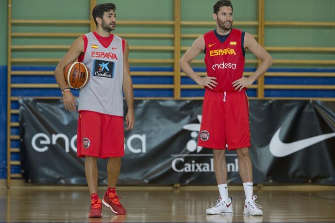 Ricky Rubio junto a Rudy Fernández