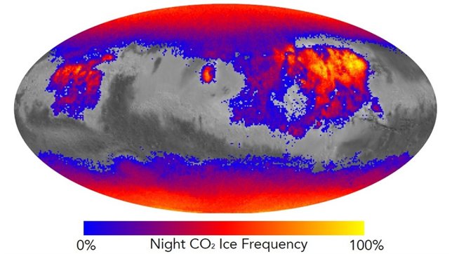Presencia de escarcha de CO2 al amanecer en Marte