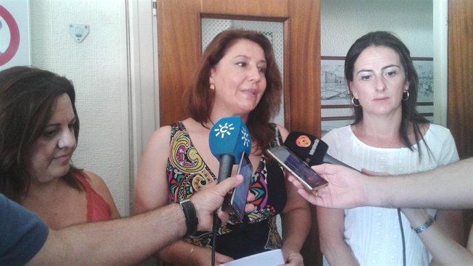 Crespo atiende a los medios en el Colegio de Trabajadores Sociales