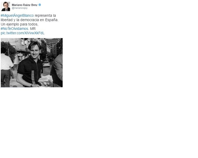 Rajoy recuerda a Miguel Ángel Blanco