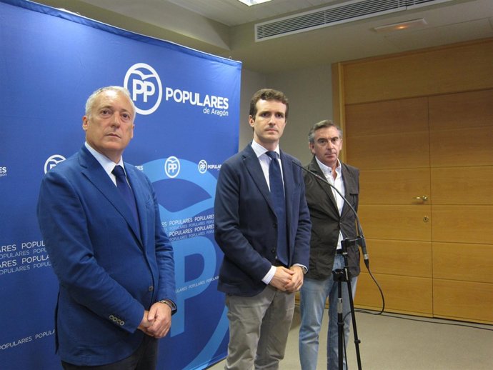López, Casado y Beamonte, en rueda de prensa este viernes en Zaragoza