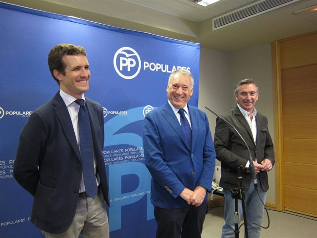 Casado, López y Beamonte, hoy en su comparecencia en Zaragoza