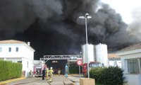 Corte de carretera y desalojadas dos urbanizaciones por un incendio en fábrica de Ybarra
