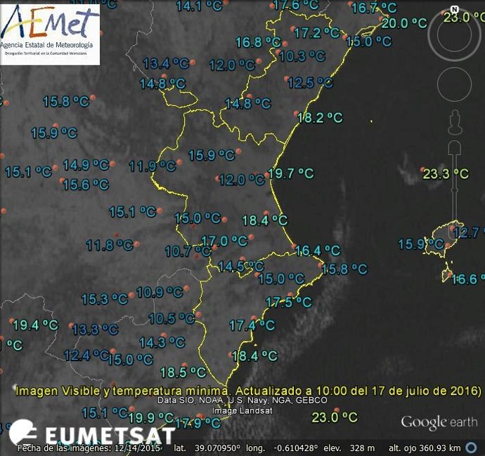 Temperaturas mínimas en la Comunitat