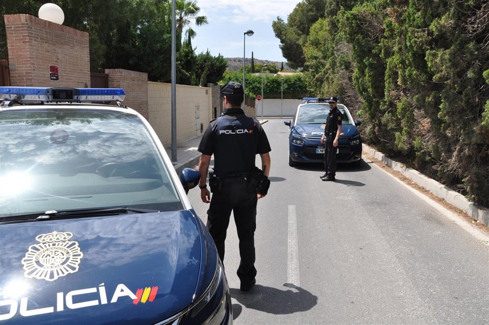 Dos patrullas en una calle del complejo de chalets de Vistahermosa
