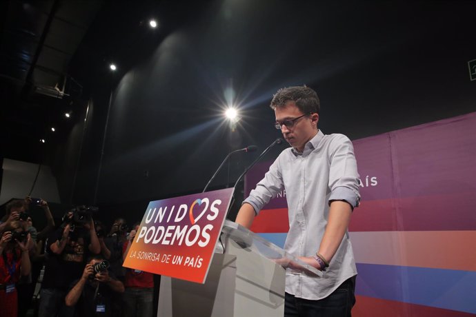 Iñigo Errejón durante la noche electoral