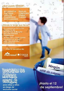 Cartel de la campaña de Macrosad 'Ningún niño/a sin colores'