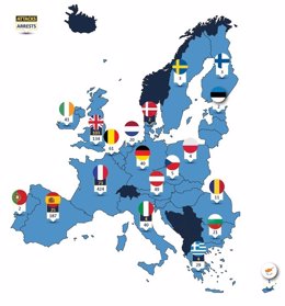 Mapa con atentados desarticulados y personas detenidas por terrorismo en la UE