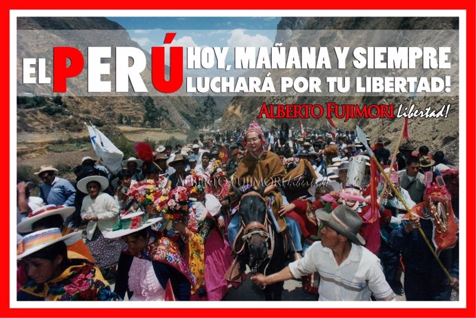 Cartel de la movilización para pedir el indulto de Alberto Fujimori