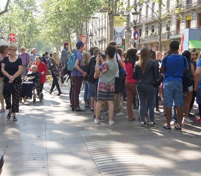 Turistas en la Rambla de Barcelona