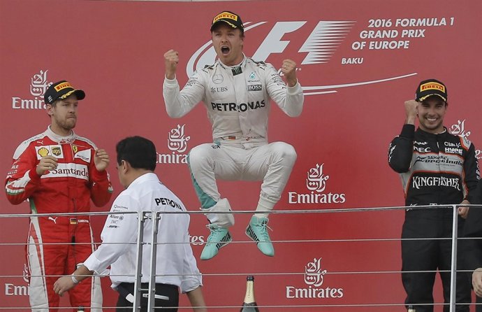 Nico Rosberg Sebastian Vettel Sergio Checo Pérez Gran Premio Europa Bakú
