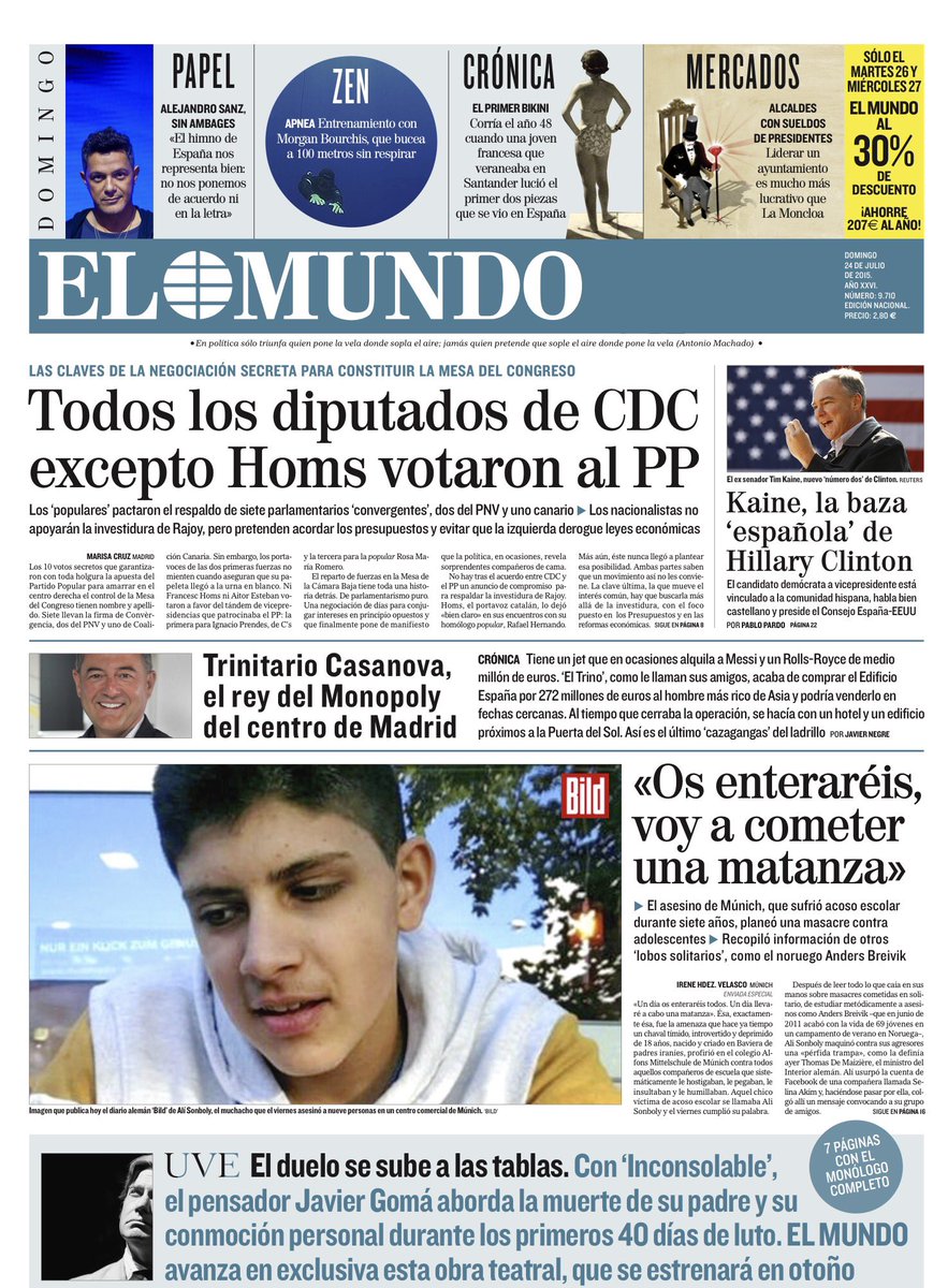 Portada de El Mundo 24 de julio