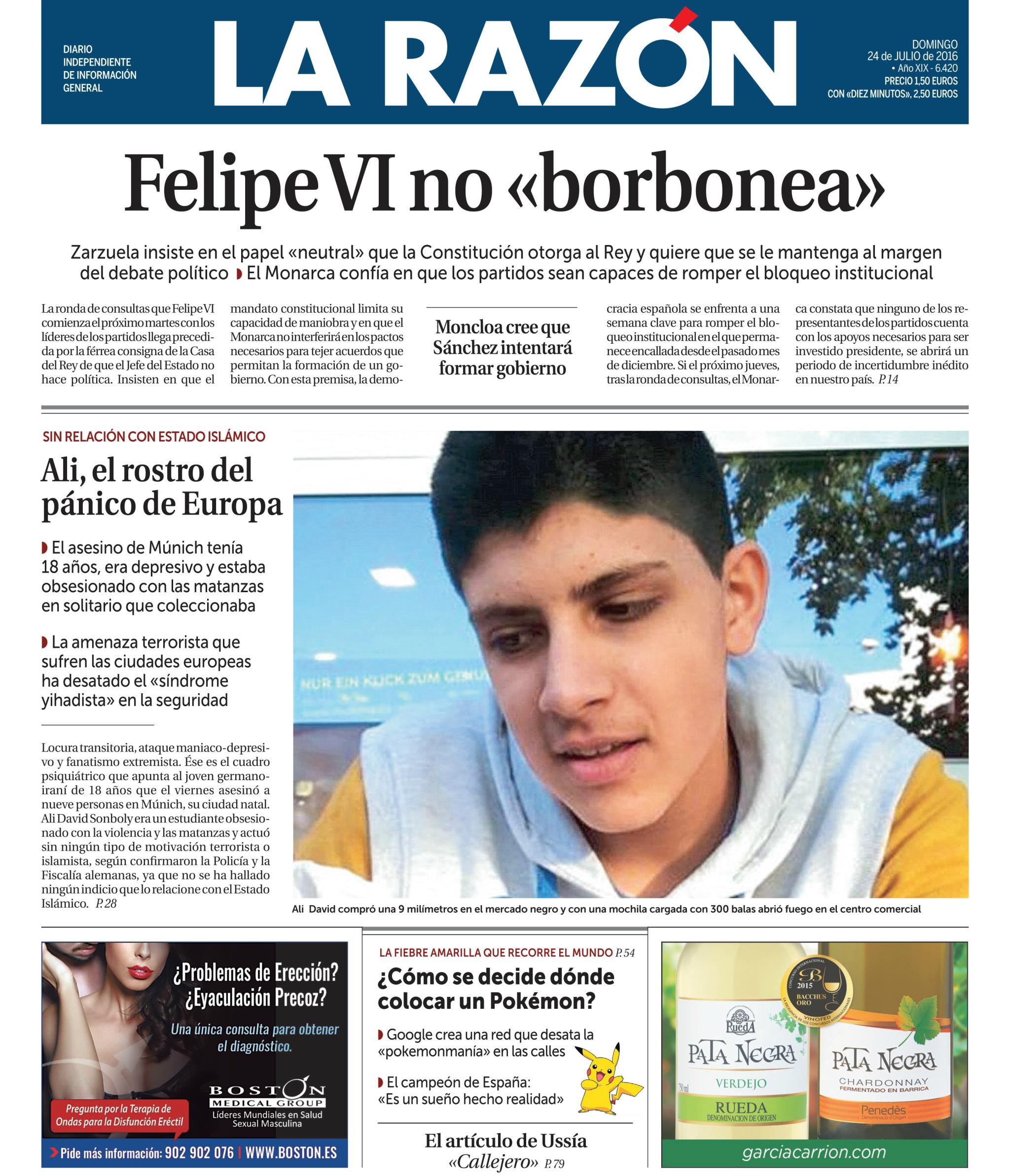 Portada de La Razón 24 de julio