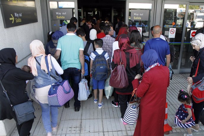 Los refugiados sirios a su llegada a Madrid este martes
