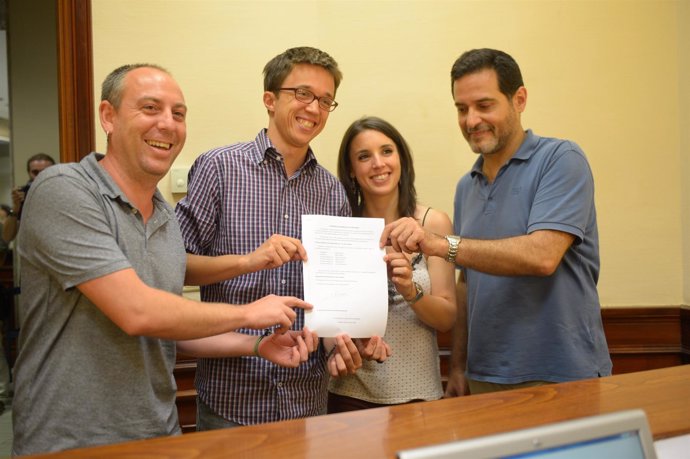 Ernesto Alba, Iñigo Errejón, Irene Montero y Josep Vendrell                   