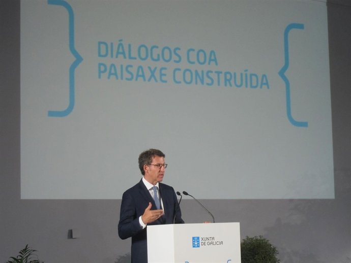 El presidente gallego, Núñez Feijóo, en la jornada Diálogo coa paisaxe