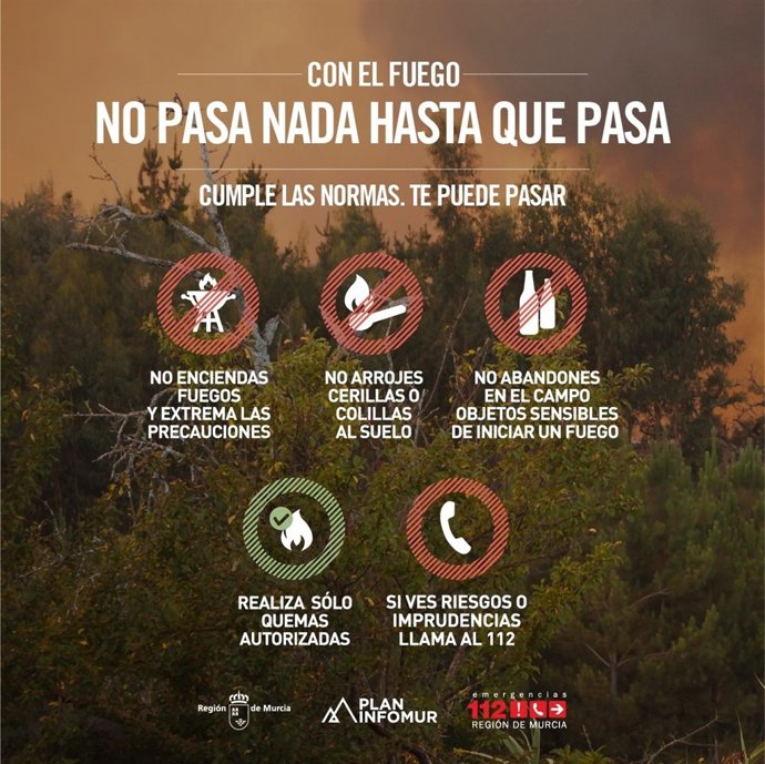 Cartel 112 ante riesgo de incendios