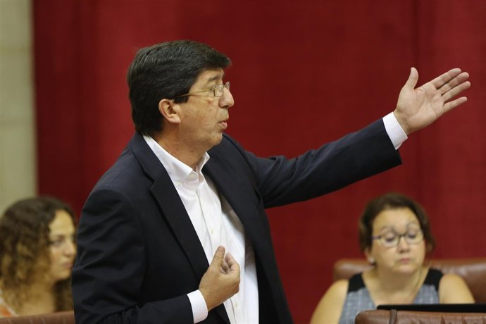 Juan Marín (C's) en su debate parlamentario con Susana Díaz