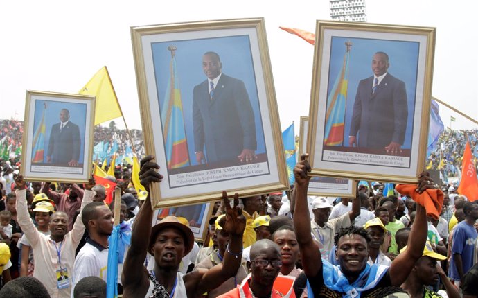 Manifestantes a favor de Kabila 