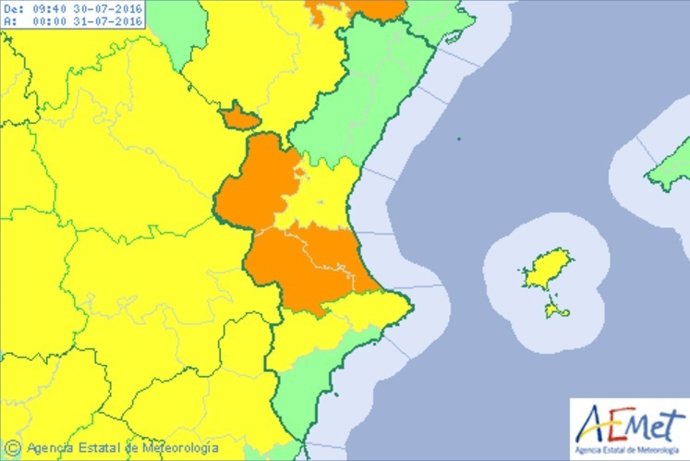 Alerta naranja y amarilla en Valencia y Alicante por altas temperaturas