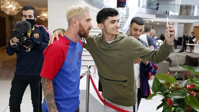 Leo Messi aeropuerto Barcelona