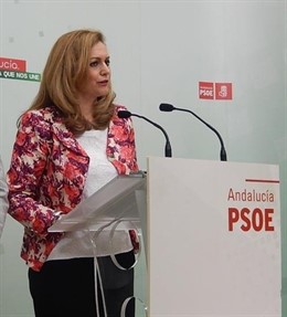 María Jesús Serrano en la sede del PSOE de Córdoba