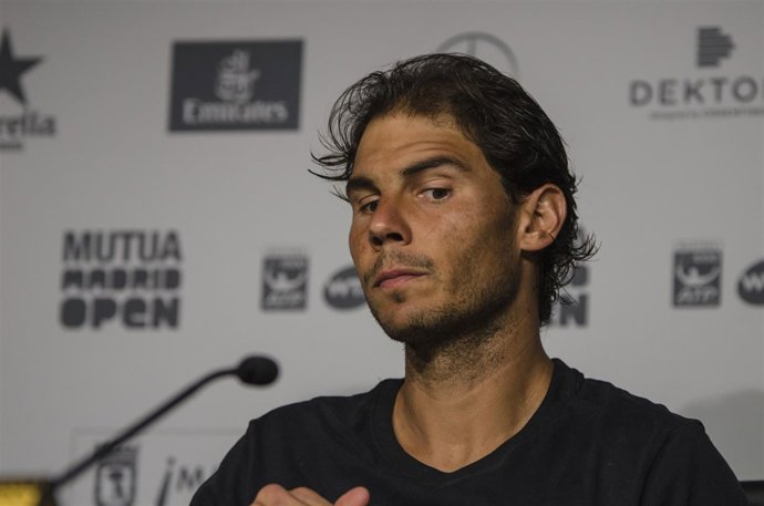 Rafael Nadal en la rueda de prensa del Mutua Madrid Open 2016