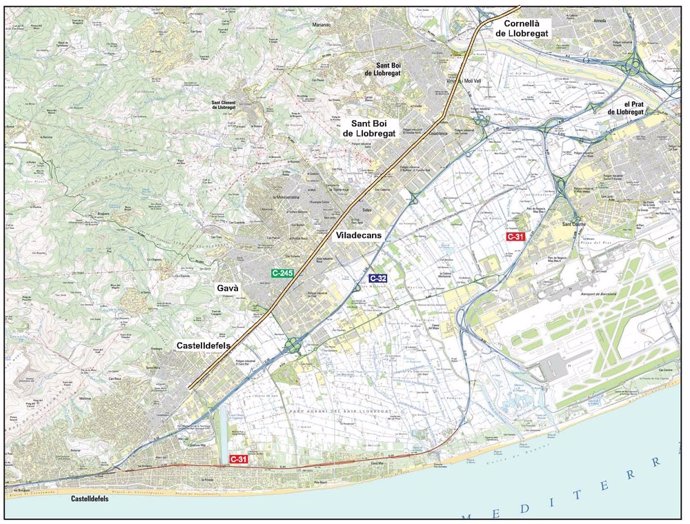 Mapa con el trazado en el que se aplicará el proyecto de carril bus y bici