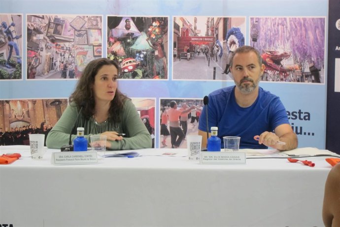 El concejal Eloi Badia y la presidenta de la Fundació F.M.De Gràcia C.Carbonell