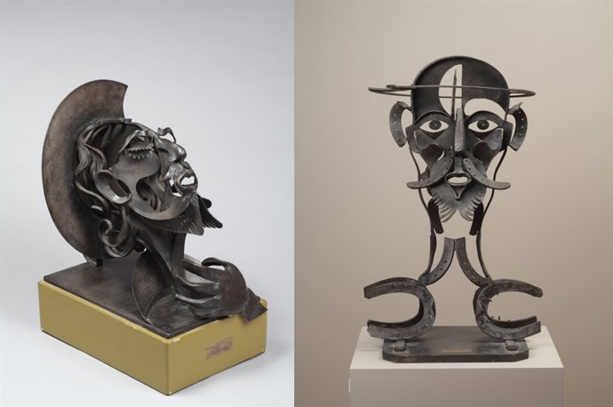 Dos esculturas de Eleuterio Blasco Ferrer, expuestas en el museo de Molinos. 