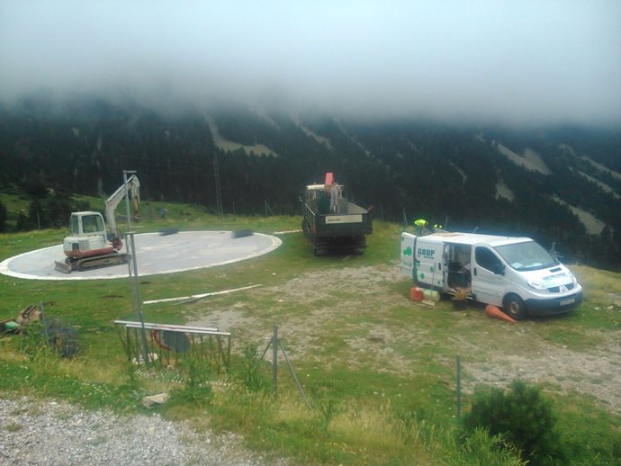 Obras de adecuación del helipuerto de Vallter 2000