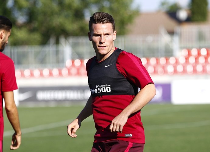 Kevin Gameiro entrenando con el Atlético de Madrid