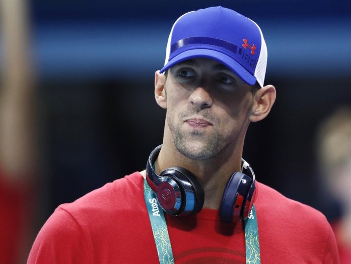 Michael Phelps en su llegada a los Juegos de Río