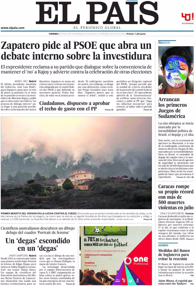 Portada de El País