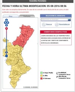 Riesgo de incendios forestales