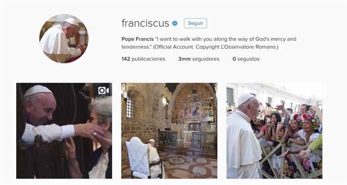 Cuenta de Instagram del Papa Francisco