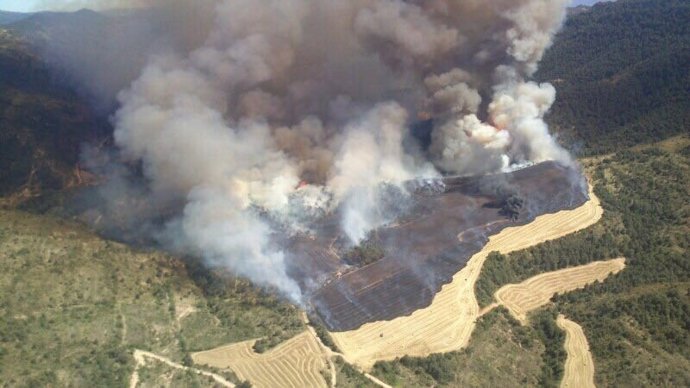 El incendio de Lecina visto desde el aire