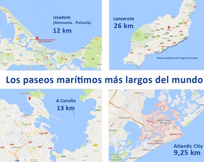 Trazados de los paseos marítimos más largos del mundo