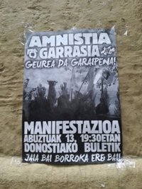 Movimiento pro Amnistía se manifestará el sábado en San Sebastián a favor de la amnistía de los presos de ETA