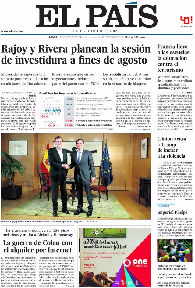 Portada de El País