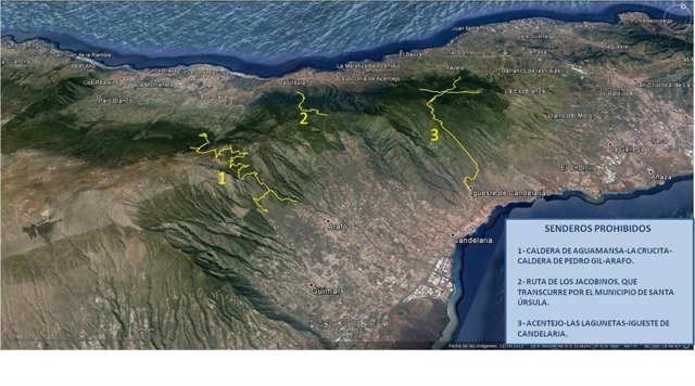 Senderos prohibidos por el Cabildo al peregrinar a Candelaria este 2016