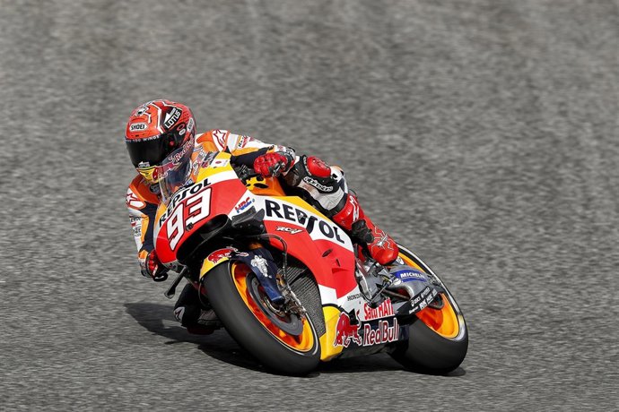Marc Márquez durante los entrenamientos del Gran Premio de Jerez