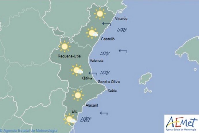 Predicción del tiempo para este domingo en la Comunitat