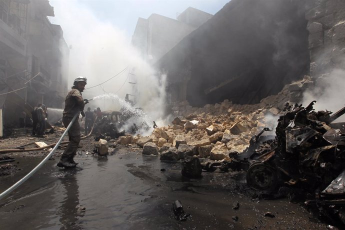 Resultado de un bombardeo en Idlib