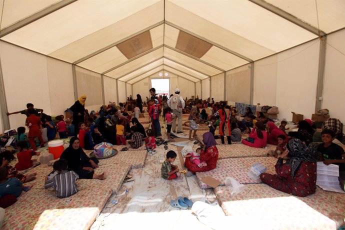Campamento de desplazados iraquíes cerca de Mosul