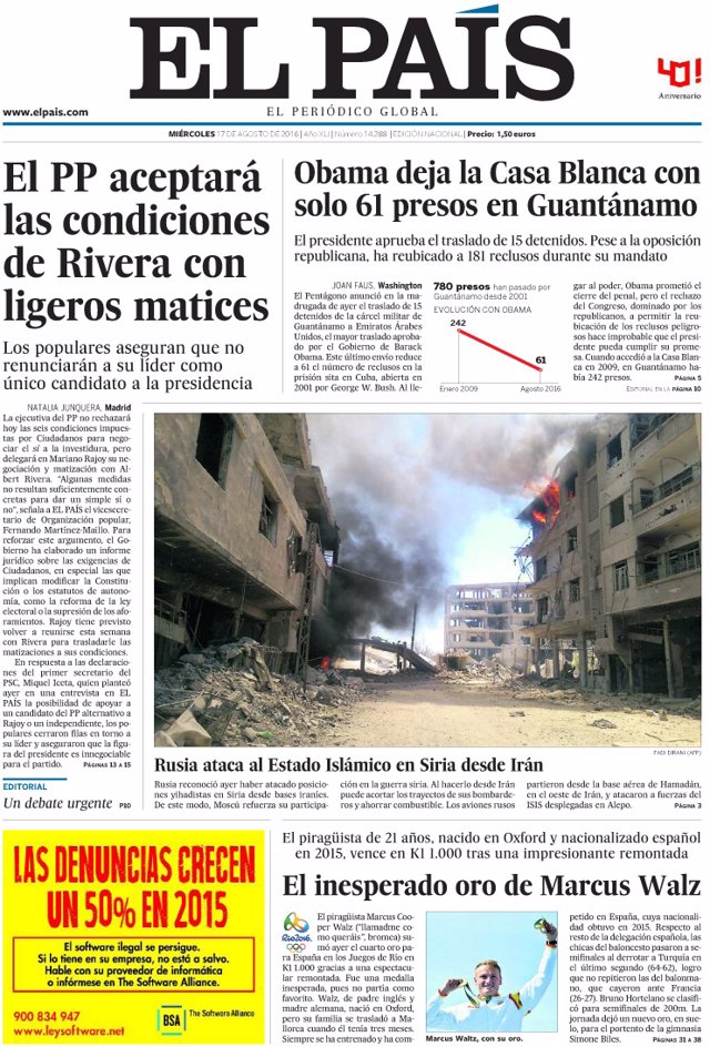 Portada de El País